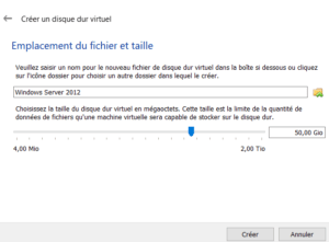 Taille du disque virtuel virtualbox sous windows server