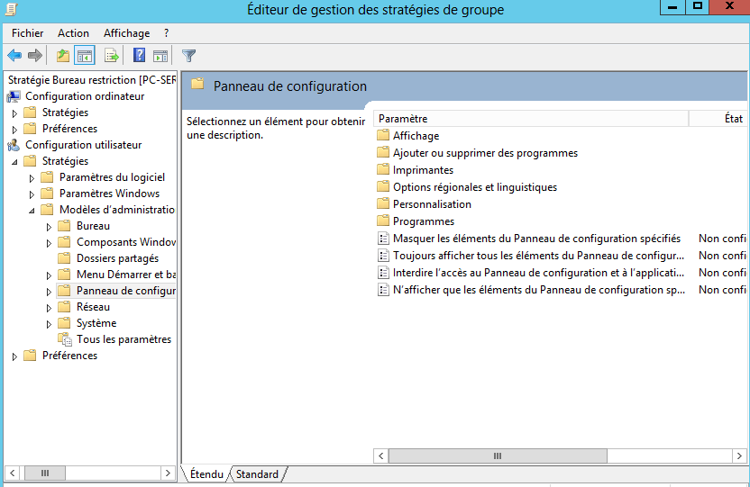 Editeur de gestion de stratégie de groupe windows server
