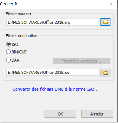 Choix du fichiers PowerISO Windows 10