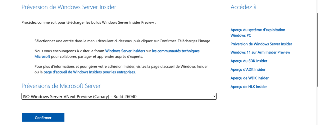 Télécharger Windows server 2025 and windows insider Preview