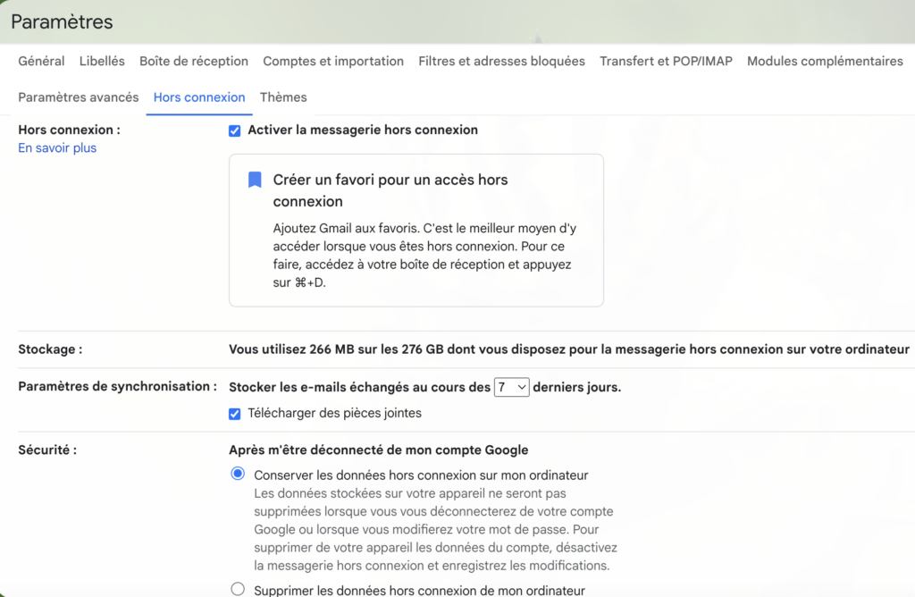 hors connexion gmail