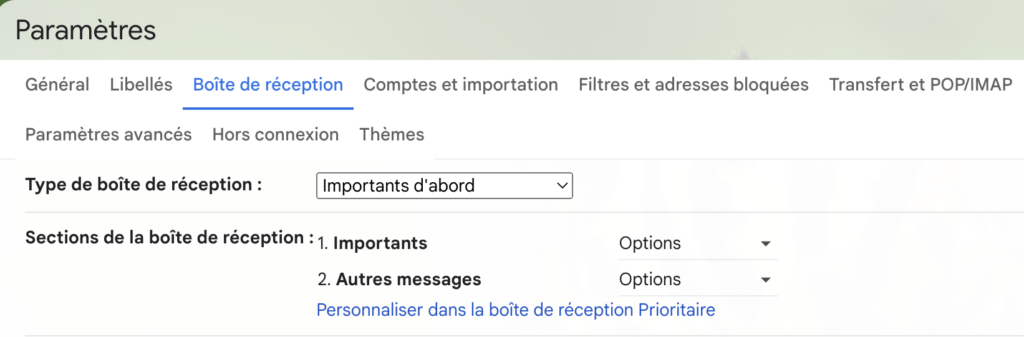 gmail message importants d'abord