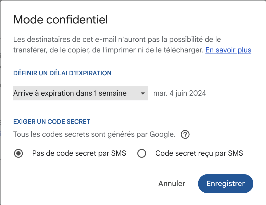 mode confidentiel gmail