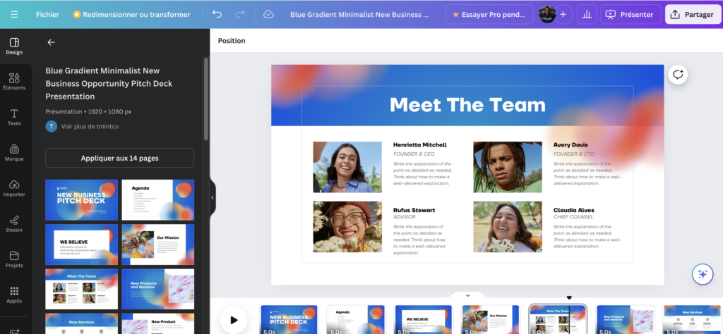 créer des présentations canva