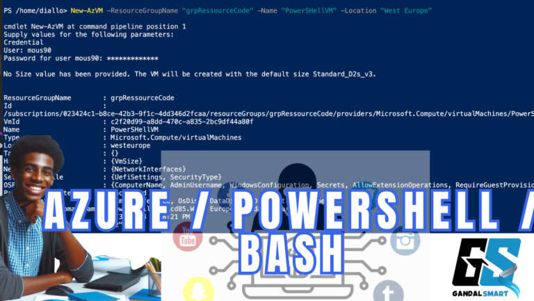 Azure cloudshell powershell et bash pour créer VM