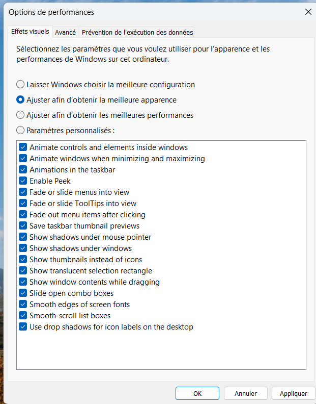 performances windows pc