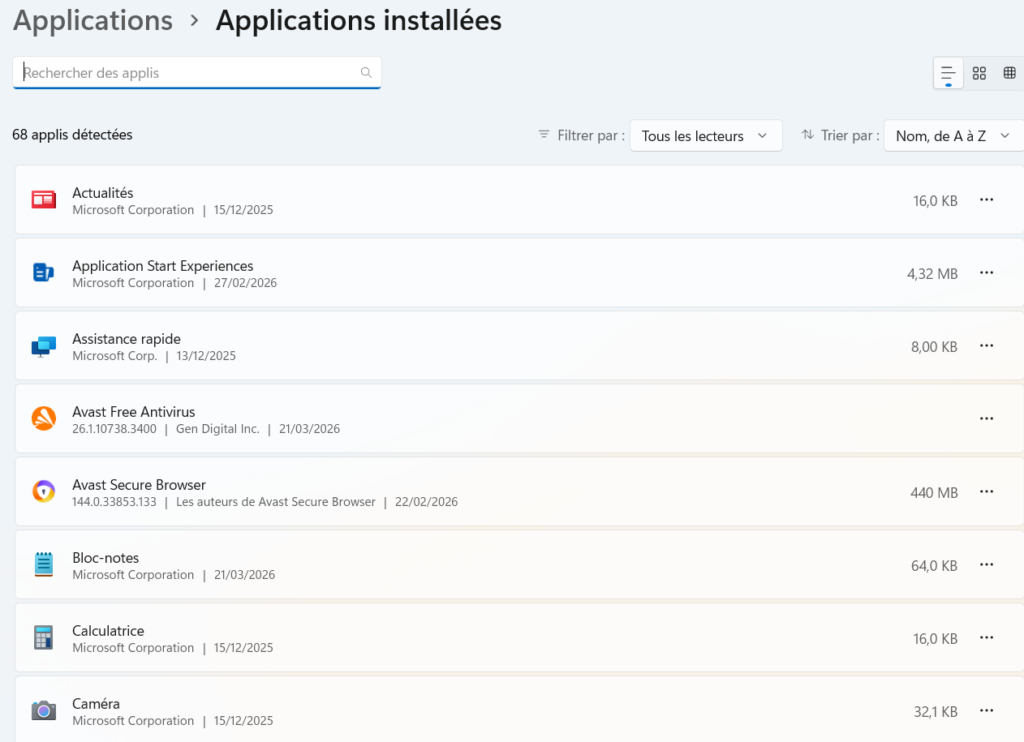 Desinstaller applications windows