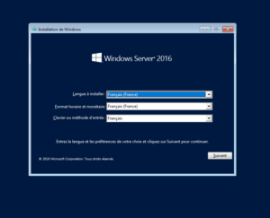 Cliquez sur Suivant pour continuer l'installation windows server 2019