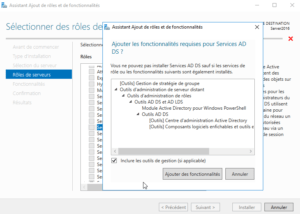 Ajouter des fonctionnalités de AD DS sous Windows Server 2016