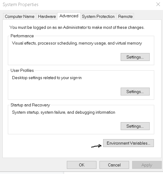 variables d'environnement Windows edition